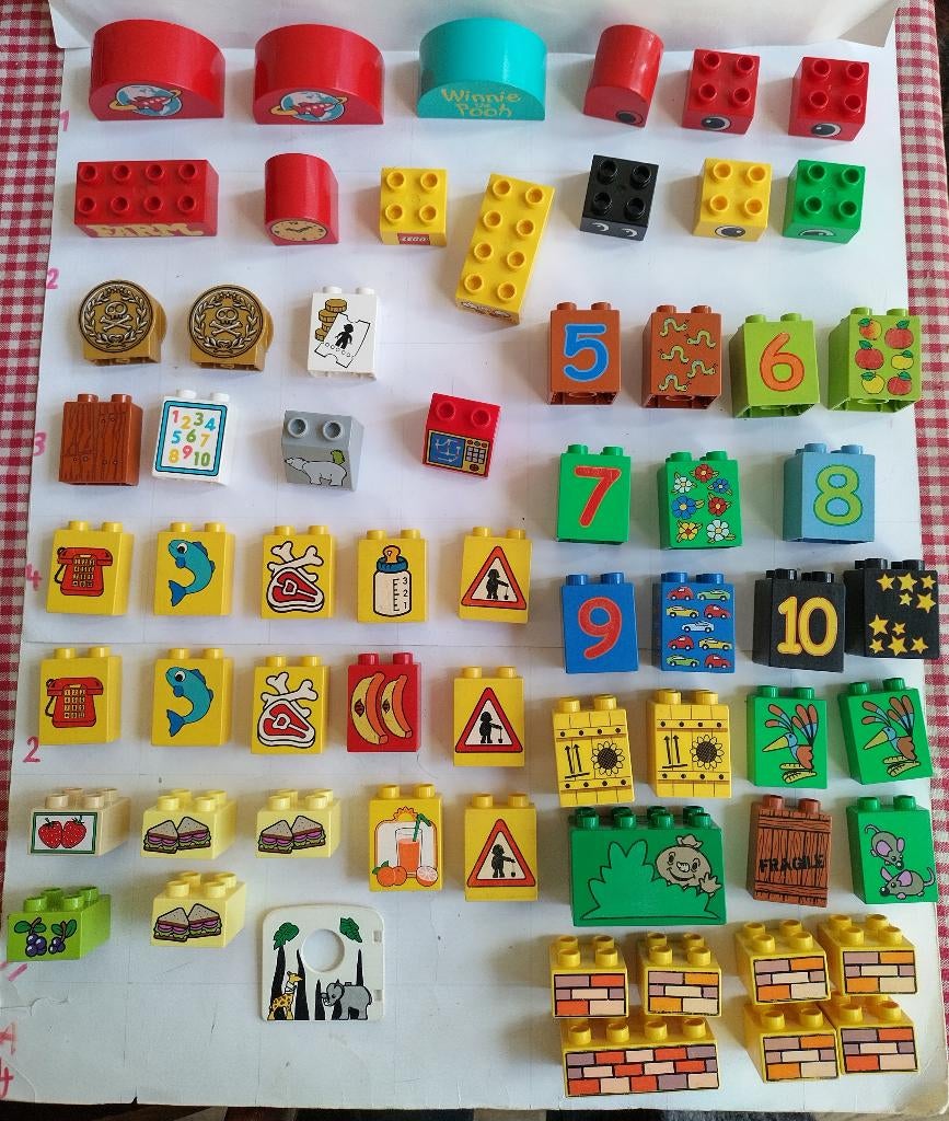 Duplo losse blokken met print of sticker, ook vintage !, Kinderen en Baby's, Speelgoed | Duplo en Lego, Ophalen of Verzenden, Zo goed als nieuw