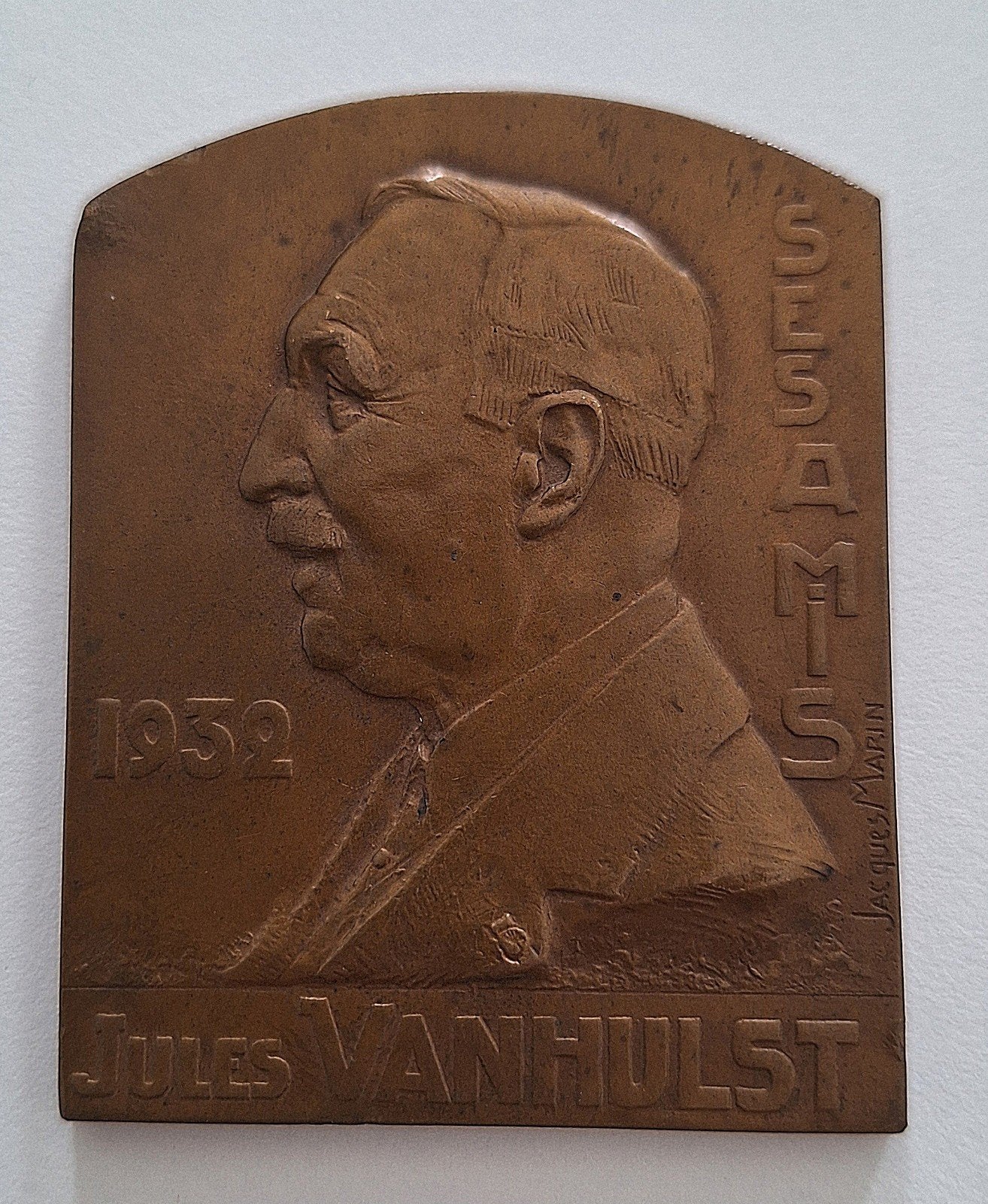 Congo Belge jules Vanhulst medaille plaque 1932 top qualite, Postzegels en Munten, Penningen en Medailles, Ophalen of Verzenden