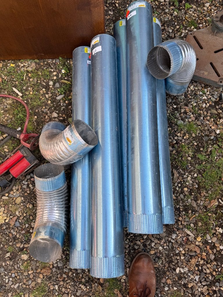 Nieuwe stoofpijp en bochten, Doe-het-zelf en Bouw, Buizen en Afvoer, Ophalen, Minder dan 2 meter, Nieuw, Aluminium