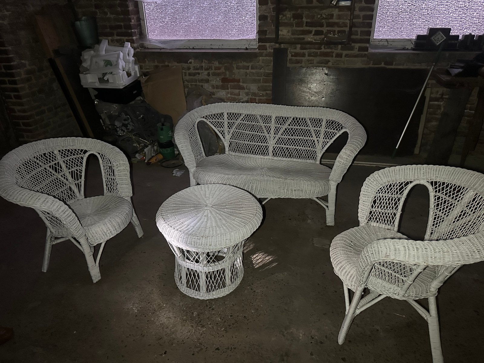 Set de jardin en osier blanc, Enlèvement, Comme neuf, Salons de jardin