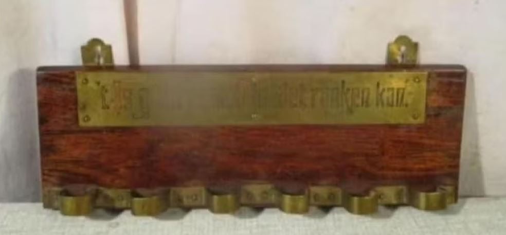 Magnifique porte-pipes ancien en bois et cuivre - 29x10, Collections, Enlèvement ou Envoi, Comme neuf, Autres types