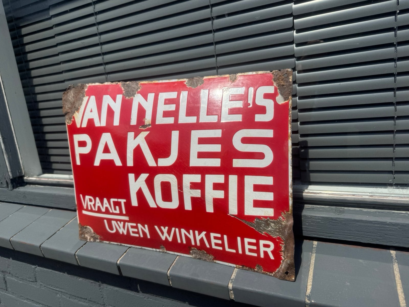 Panneau publicitaire en émail Van Nelle, Enlèvement, Utilisé, Panneau publicitaire