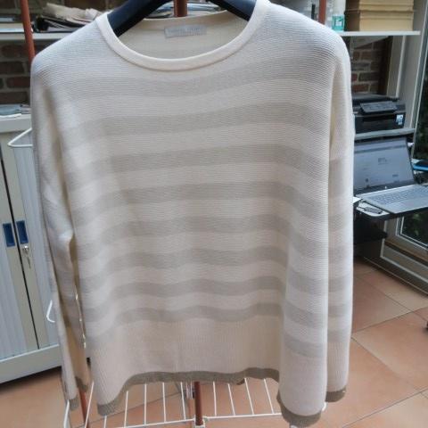 Oversized pull beige gestreept cashm. Fabiana Filippi mt 44, Kleding | Dames, Beige, Maat 42/44 (L), Ophalen of Verzenden, Zo goed als nieuw