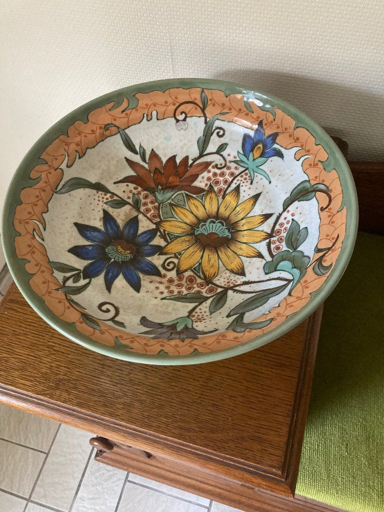 rare bol trépied Plazuid Unica en poterie Gouda ancien 1943, Antiquités & Art, Enlèvement ou Envoi