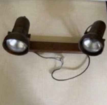 Plafonnier Lampe 2 Spots de Plafond bois rétro vintage, Enlèvement, Utilisé, Bois