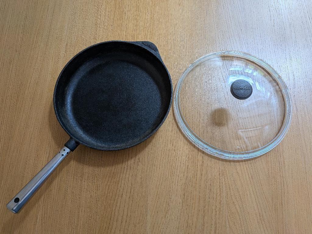 Skeppshult gietijzeren koekenpan met pyrex deksel, Ophalen, Gietijzer