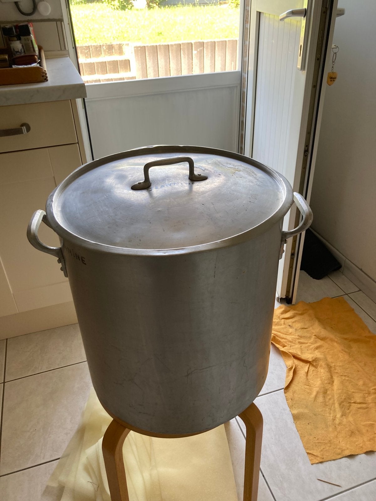 Casserole + couvercle inox - 50/60 litres., Enlèvement, Utilisé, Inox, Autres types
