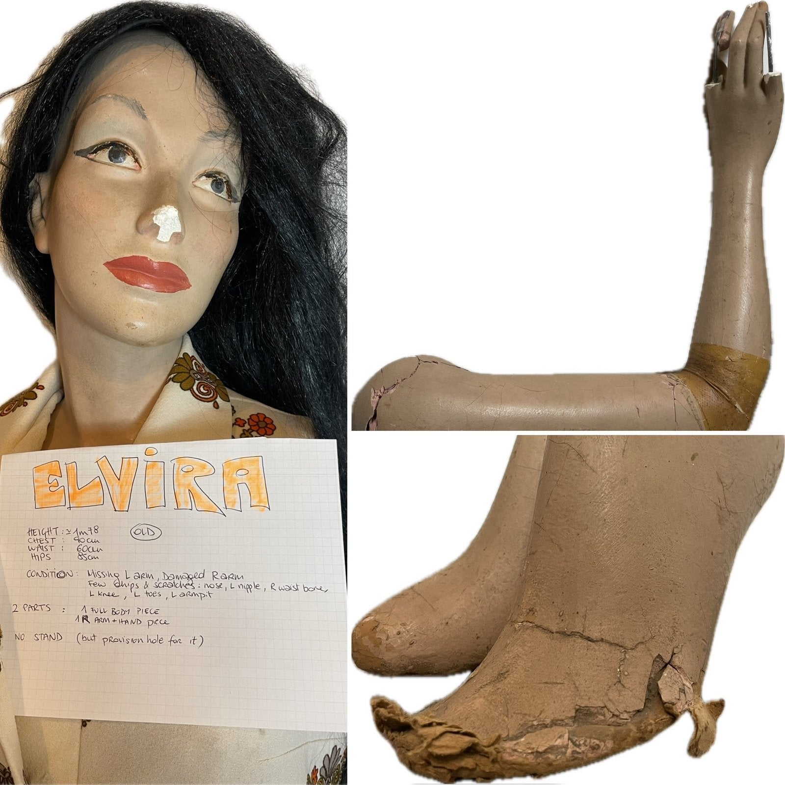 Vintage etalagepop „ELVIRA” - Te restaureren -, Ophalen, Gebruikt, Paspop
