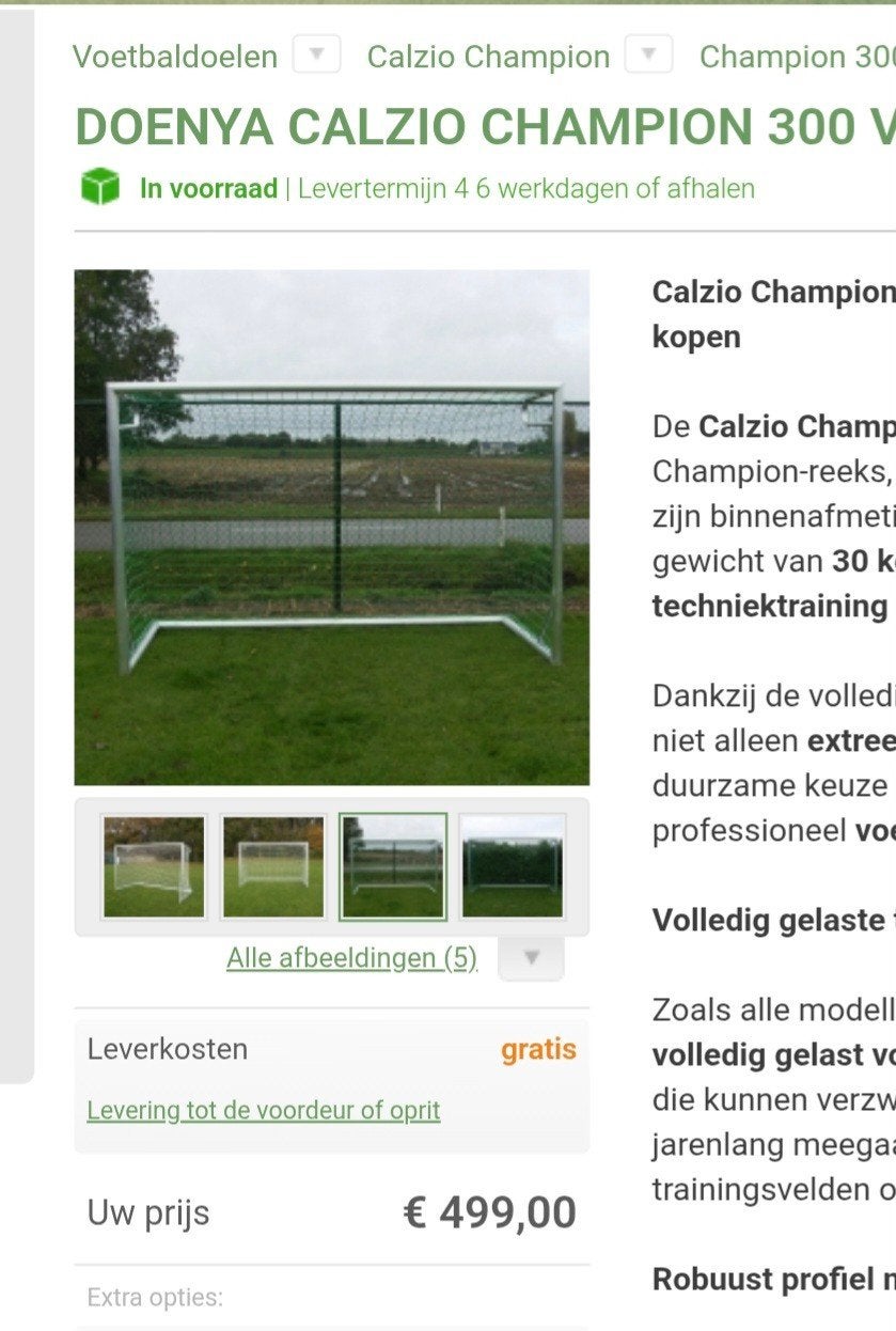 Proffesionele Calzio voetbaldoel  3m x 2m, Sport en Fitness, Ophalen, Zo goed als nieuw