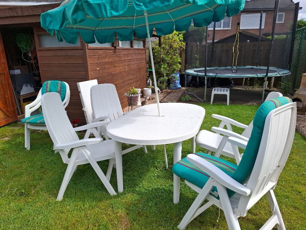 Tuinmeubelen., Jardin & Terrasse, Chaises de jardin, Enlèvement, Utilisé, Synthétique, Ajustable