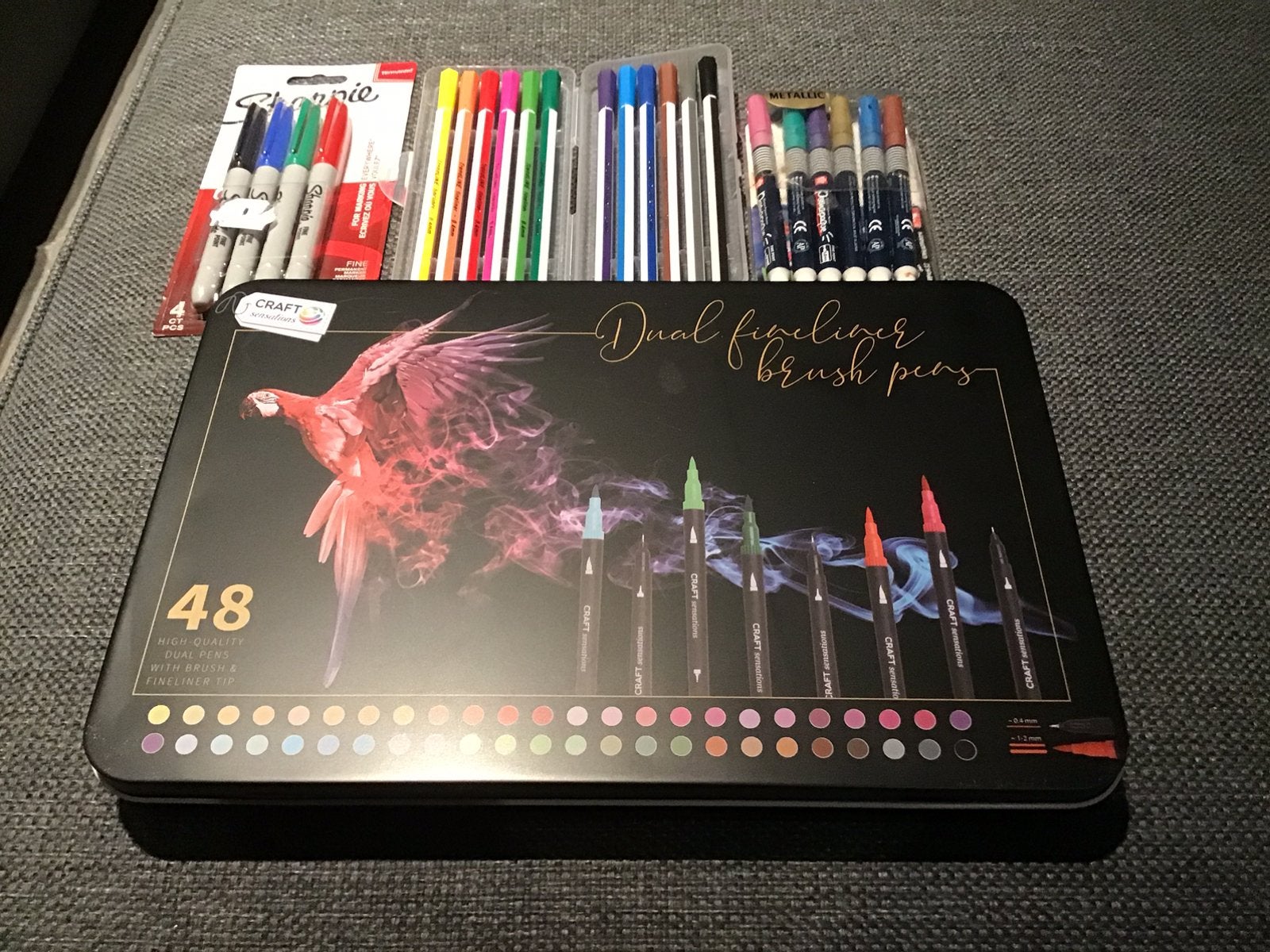 Groot set fineliners, sharpies, …, Enlèvement, Comme neuf