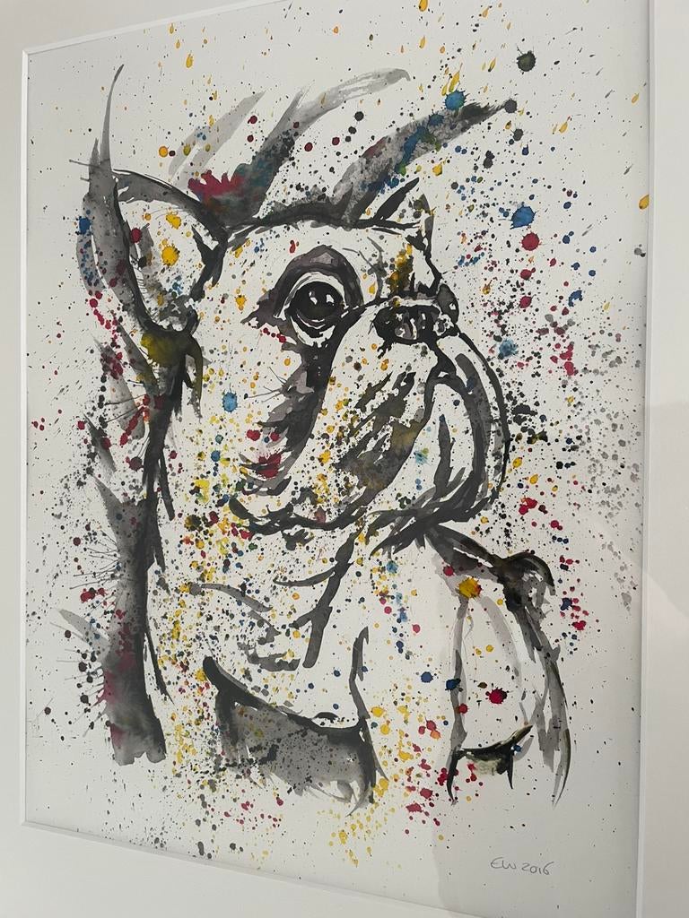 Ingelijste aquarel Franse Bulldog, Ophalen