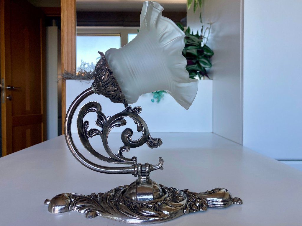 Vintage wandlamp met matglazen kelk, Huis en Inrichting, Lampen | Wandlampen, Gebruikt, E14 (klein), Ophalen of Verzenden, Wandlamp