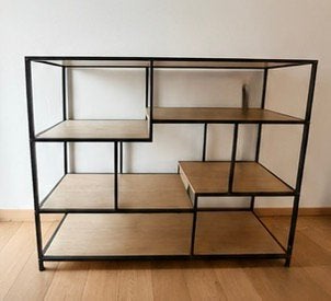 Stijlvolle industriële wandkast / open rek, Ophalen, Met plank(en), Zo goed als nieuw, Minder dan 150 cm