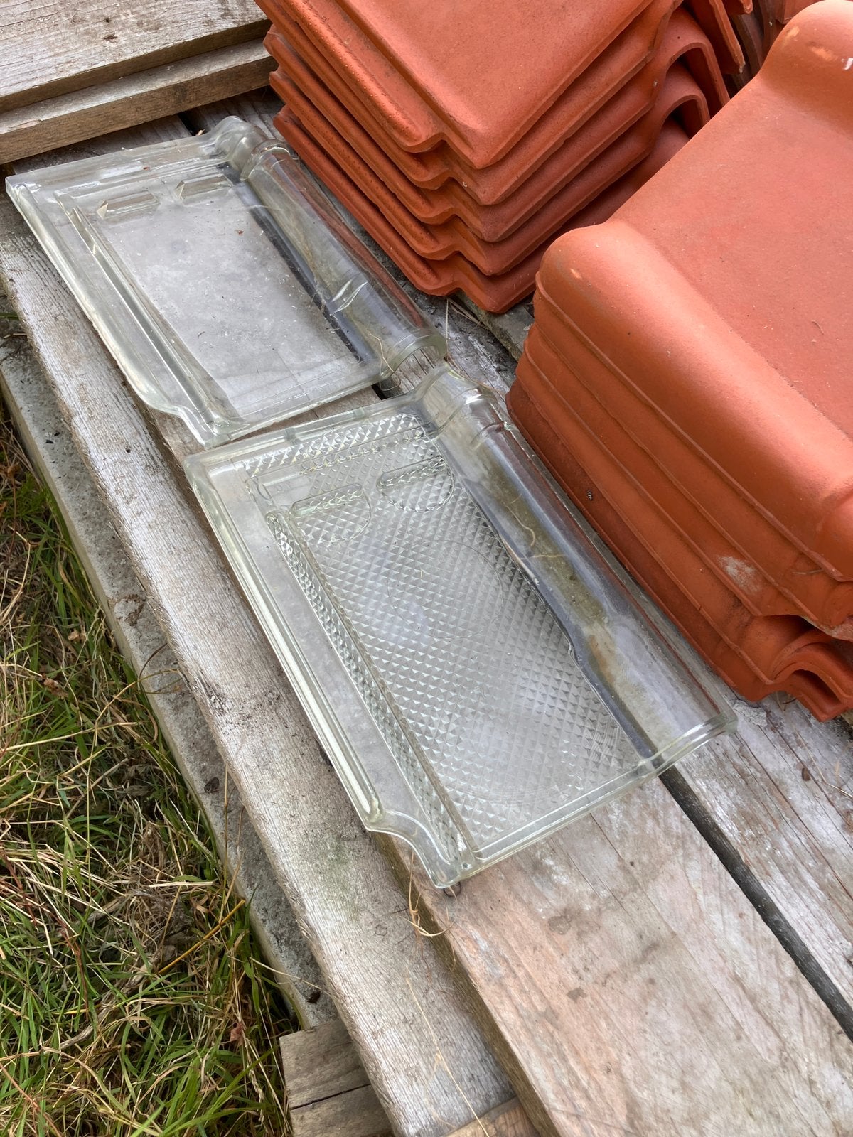 Glazen dakpannen/gevelpannen/vorsten Pottelberg, Ophalen, Overige materialen, Overige kleuren, Zo goed als nieuw