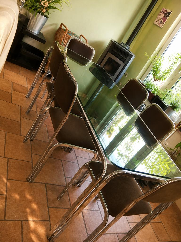 Table à manger et ces 6 chaises, 100 à 150 cm, Cinq personnes ou plus, Verre, Enlèvement