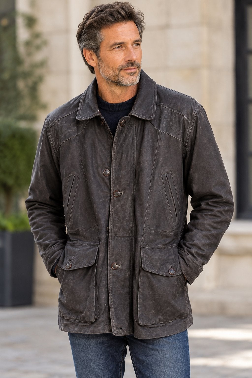 Heren jas, leder en daim, maat 56 (XL), Vêtements | Hommes, Vestes | Hiver, Enlèvement ou Envoi, Comme neuf, Taille 56/58 (XL)