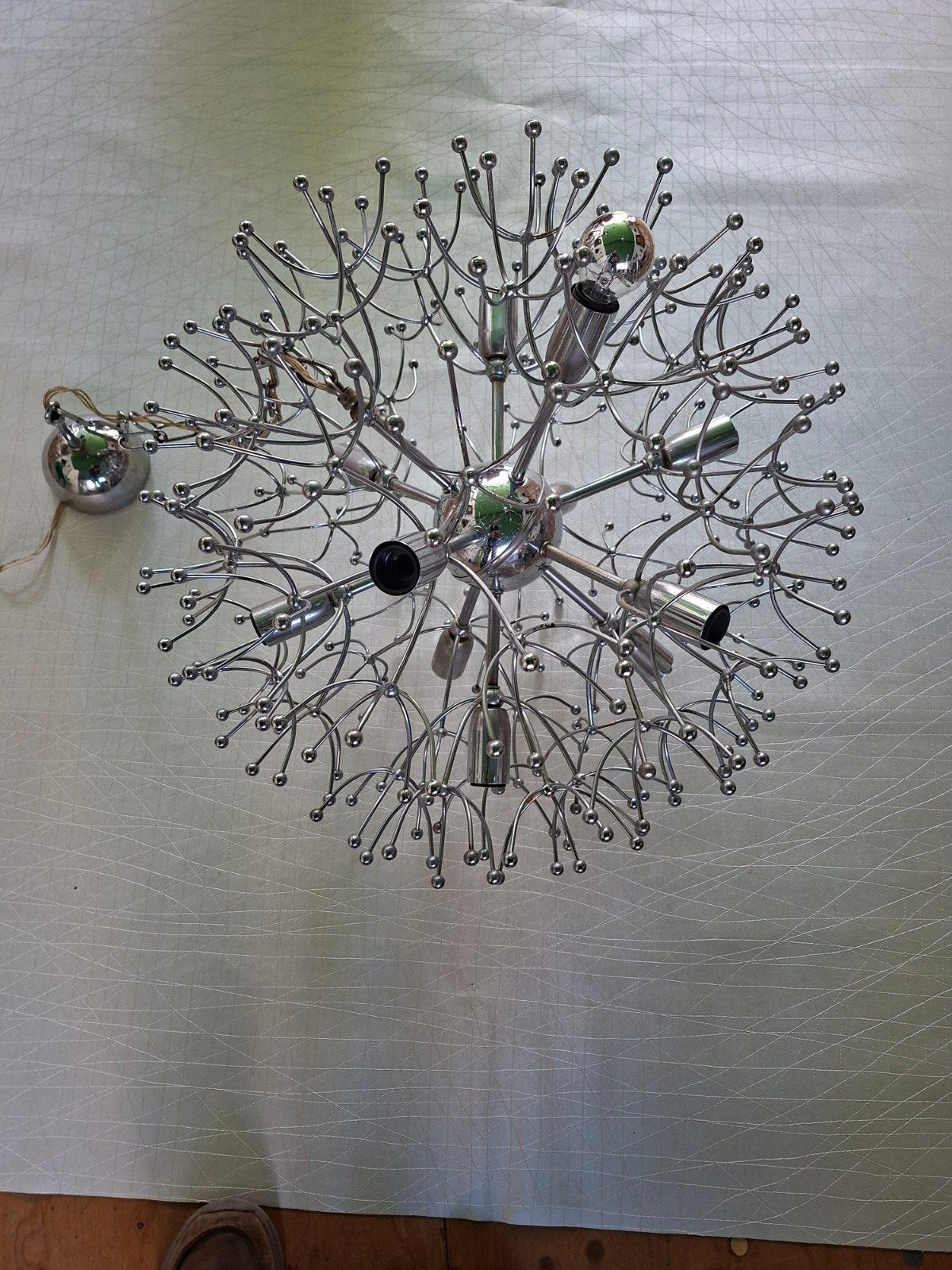vintage spoetnik Italiaanse lamp chroom, Années 60, Enlèvement, Utilisé, E14 (petit)