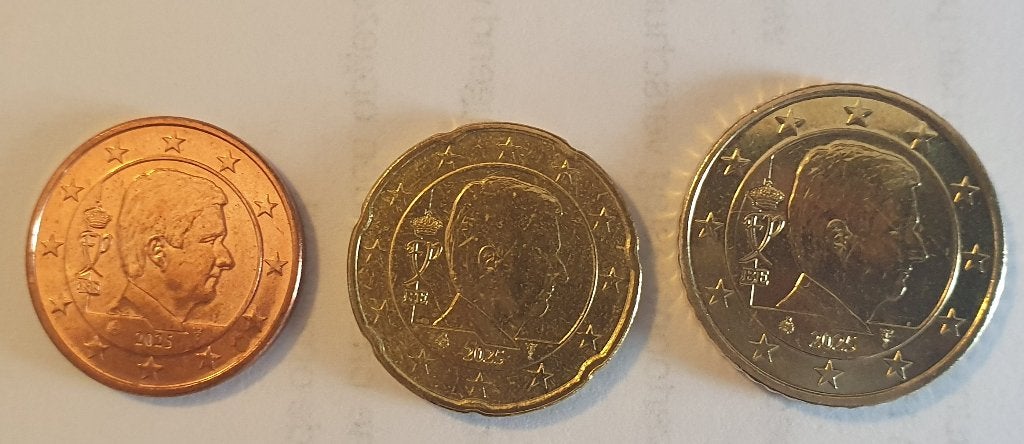 3 eurocenten van 2025 van België: 5 cent, 20 cent en 50 cent, Postzegels en Munten, Ophalen of Verzenden, Setje