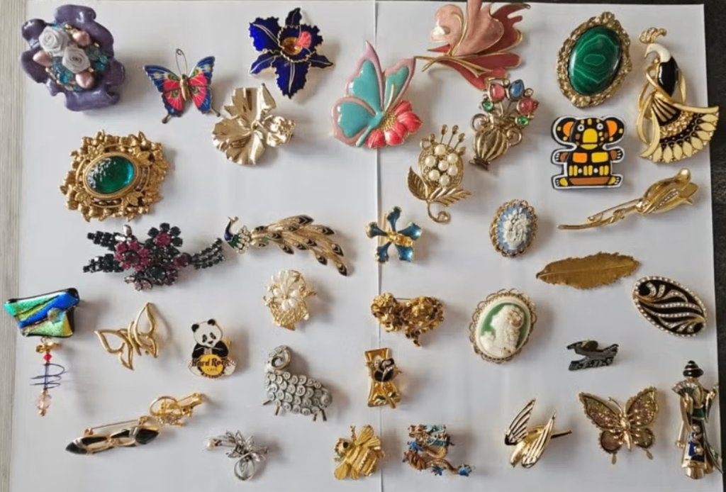 36 vintage broches –1 GROOT LOT, Handtassen en Accessoires, Broches, Ophalen of Verzenden, Goud, Goud