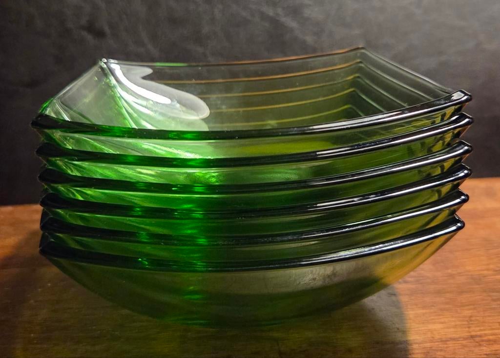 Plats verts Duralex vintage (6 pièces), Enlèvement ou Envoi