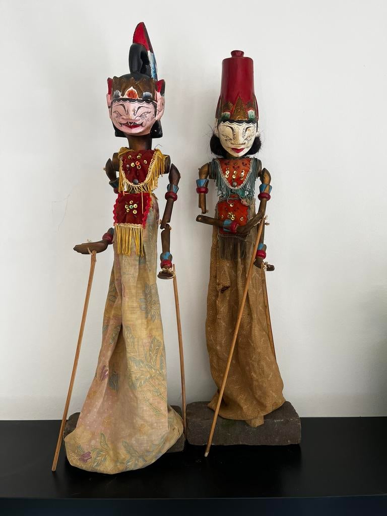 Set handgemaakte Indonesische Wayang golek poppen., Ophalen, Gebruikt