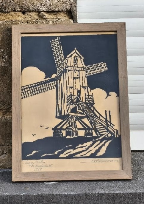 Dessin moulin signe marcel timmermans, Antiek en Kunst, Ophalen of Verzenden, Tekening