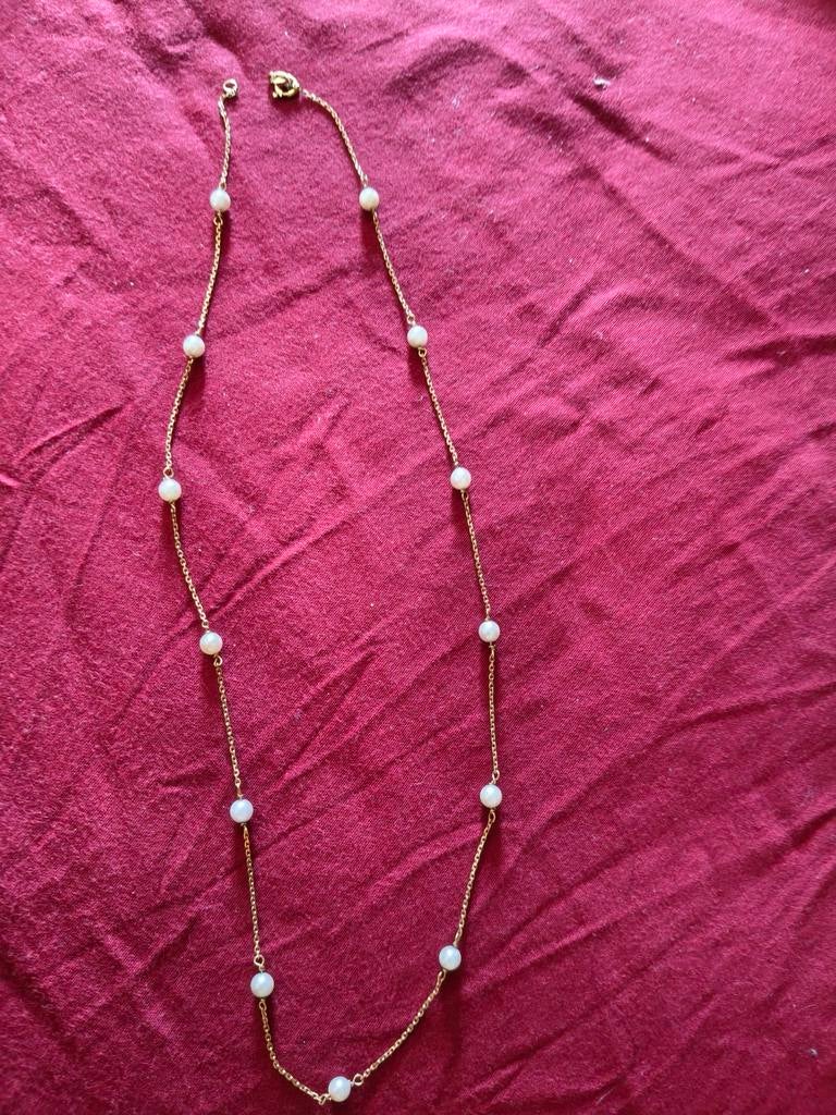 Heel mooi fijne ketting met Akoya parels 750, Antiek en Kunst, Ophalen of Verzenden