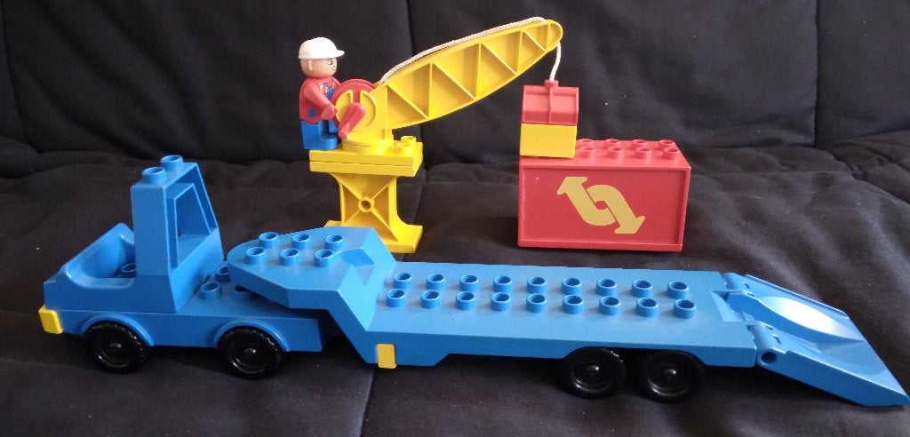 Container Truck with Crane - Duplo #2638 (1987), Ensemble complet, Enlèvement, Utilisé, Duplo