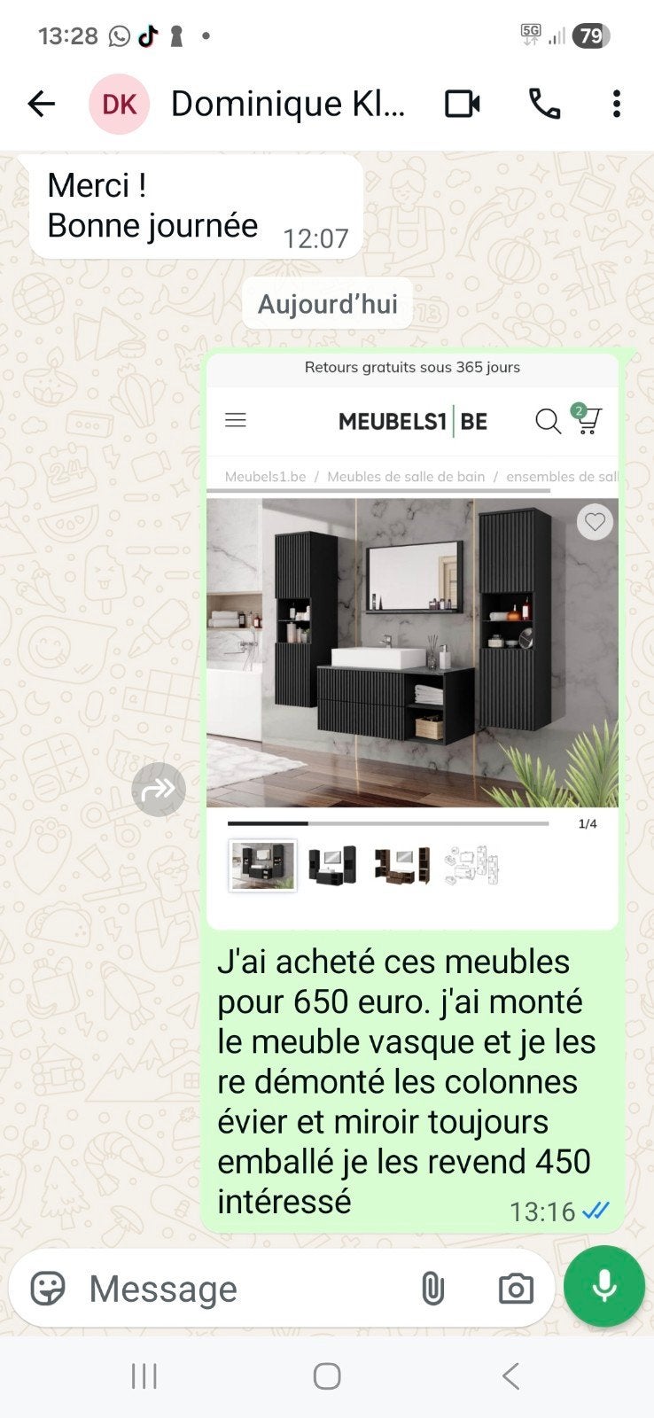 Meuble salle de bain noir, Enlèvement