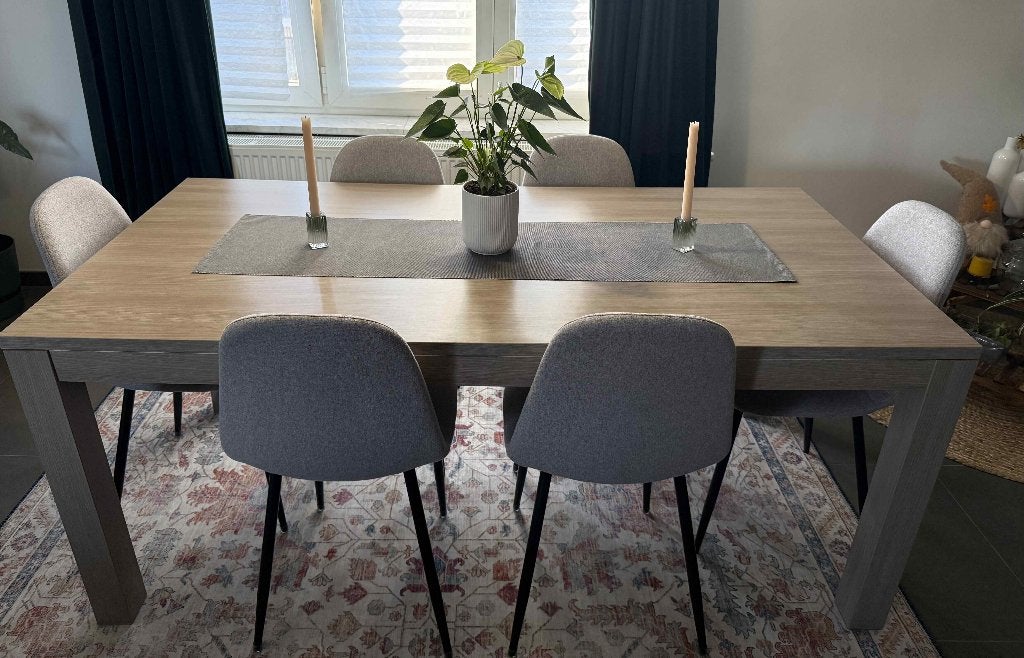 Eetkamerset – eettafel 180  90 cm + 6 stoelen, Huis en Inrichting, Ophalen, Gebruikt, 4 tot 6 stoelen