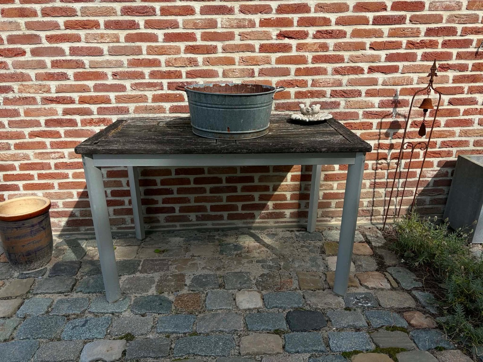 Oude tuintafel, Tuin en Terras, Ophalen, Gebruikt, Vierkant, Aluminium