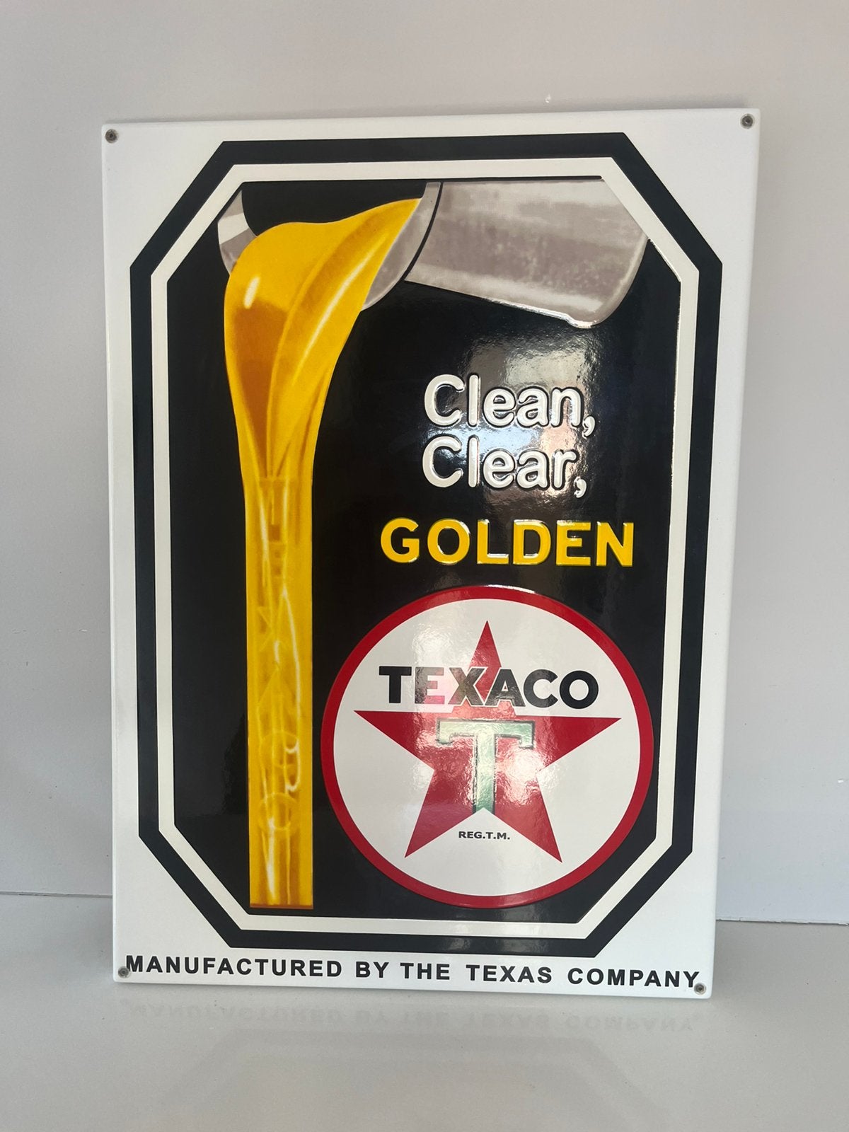 Emaille Texaco bord, Ophalen, Zo goed als nieuw