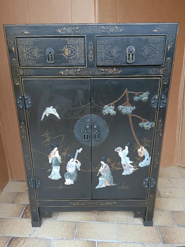 Chinees zwarte lackkast, Antiek en Kunst, Ophalen