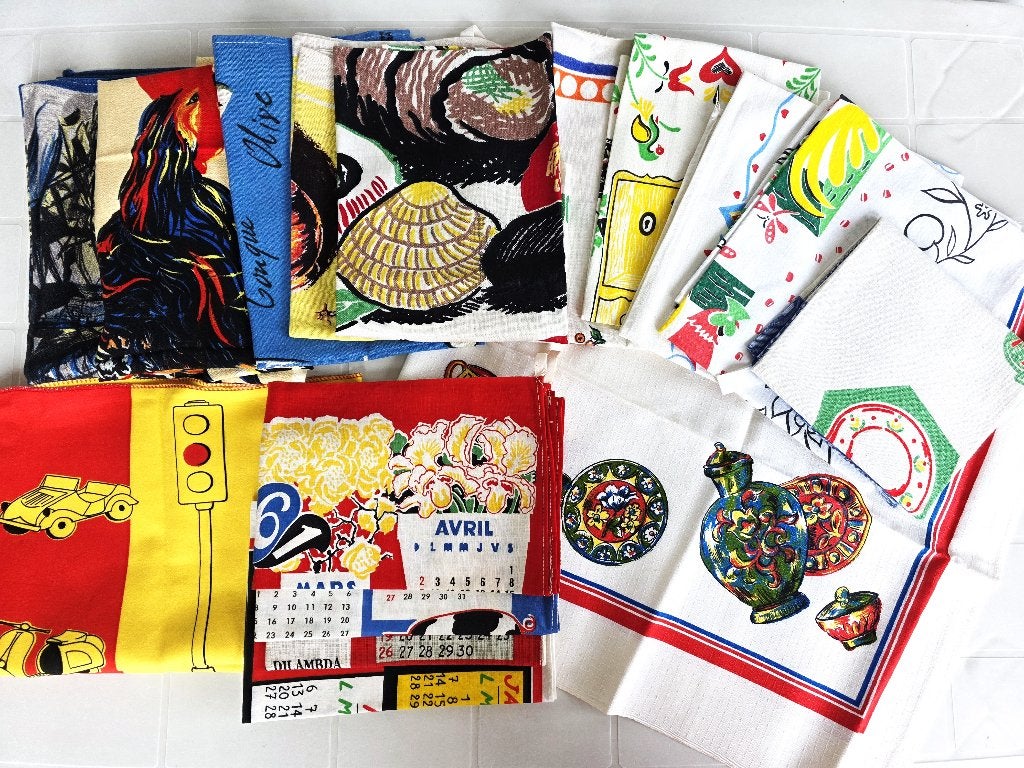 Lot textiles vintage cuisine & folklore – 16 pièces, Enlèvement ou Envoi, Autres marques, Multicolore, Autres types