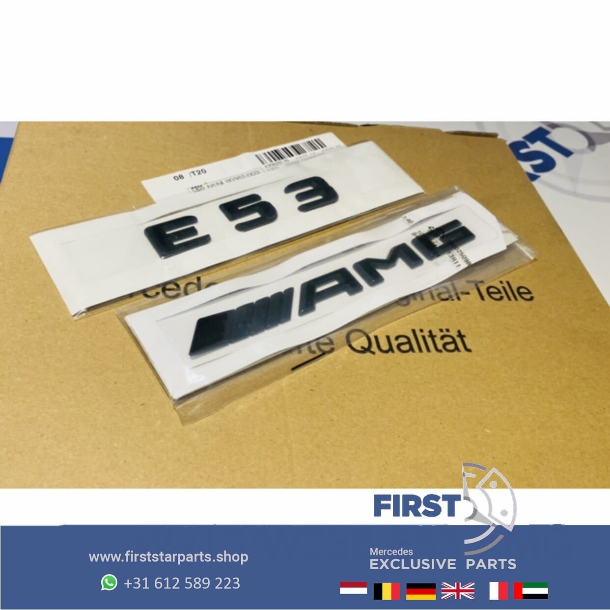 W213 S213 E53 AMG LOGO SET ZWART EMBLEMEN SET Mercedes E KLA, Gebruikt, -, Ophalen of Verzenden, -