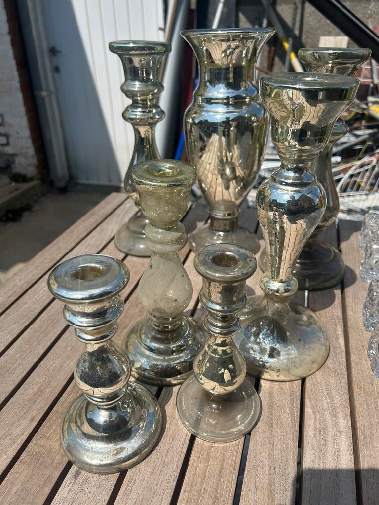 Set kandelaars kwikzilver, Antiek en Kunst, Ophalen, Zilver