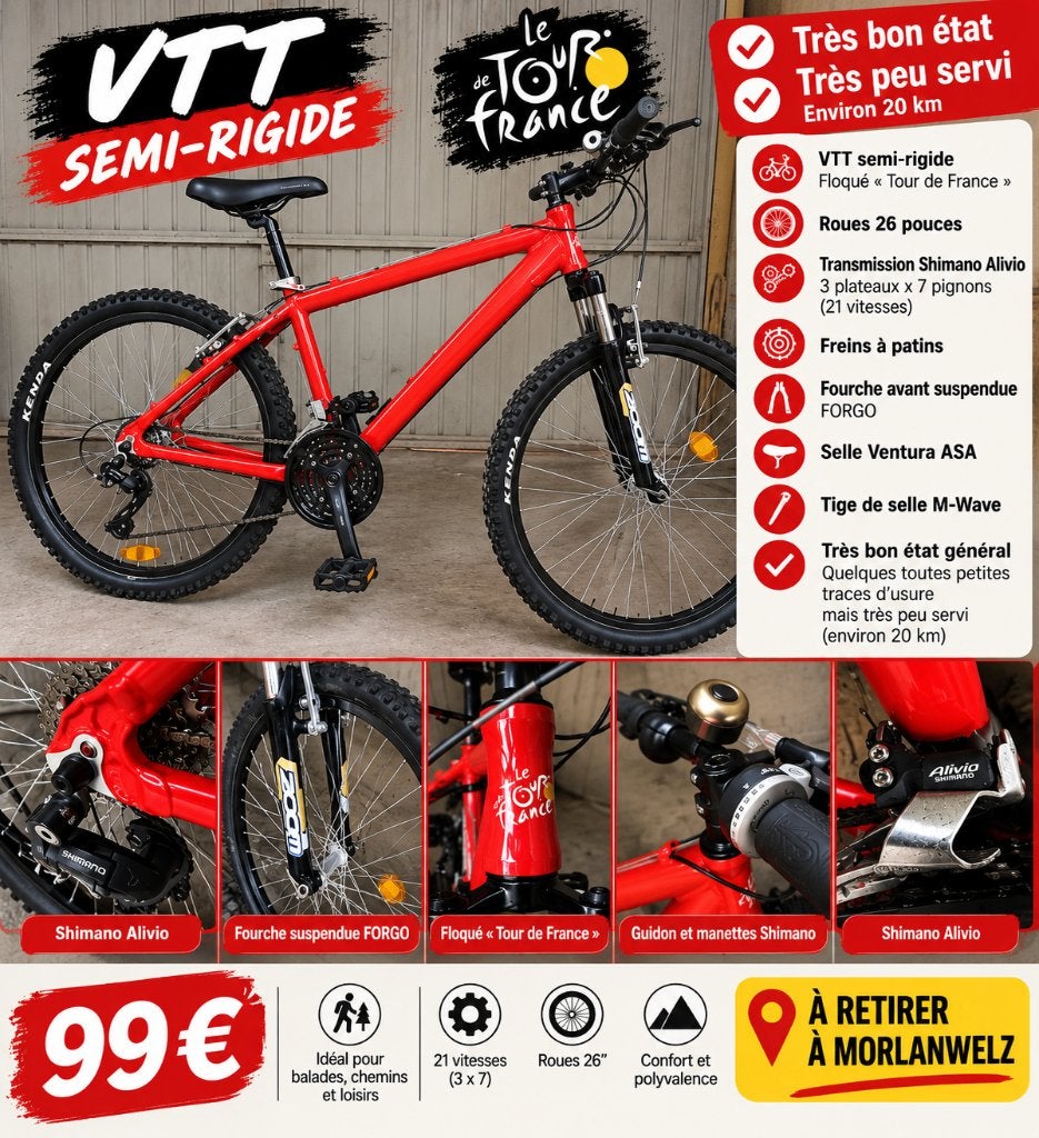 VTT  rouge - Tour de France, Enlèvement, Comme neuf, Autres types