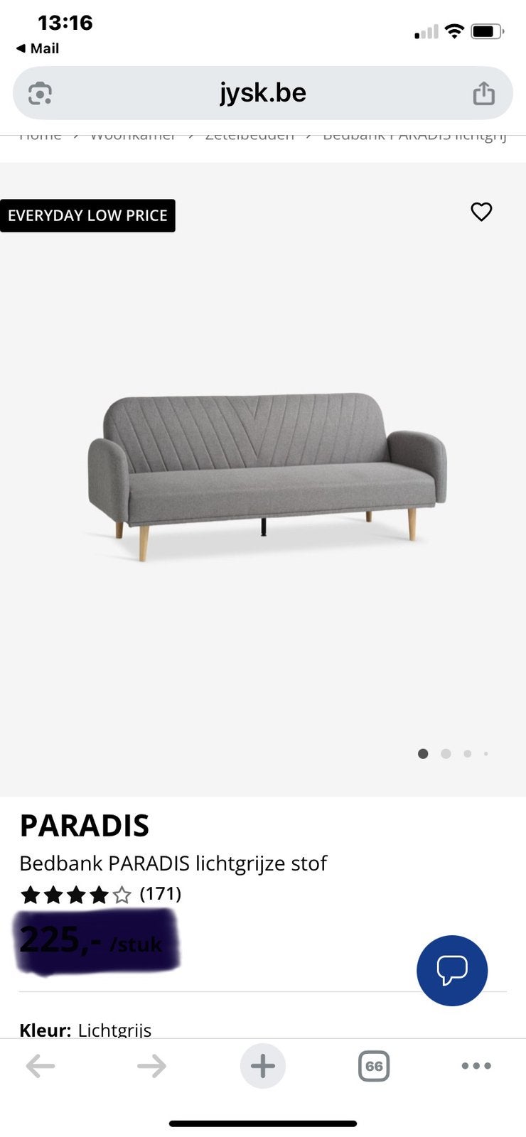 Mooie grijze slaapbank als nieuw, Huis en Inrichting, Ophalen, Zo goed als nieuw, Grijs
