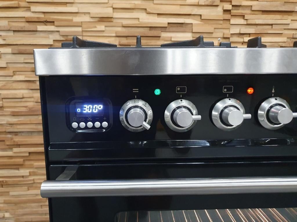 🔥Luxe Boretti Fornuis 90cm hoogglans zwart rvs 2ovens 300°, Ophalen, 60 cm of meer, Zo goed als nieuw, Energieklasse A of zuiniger