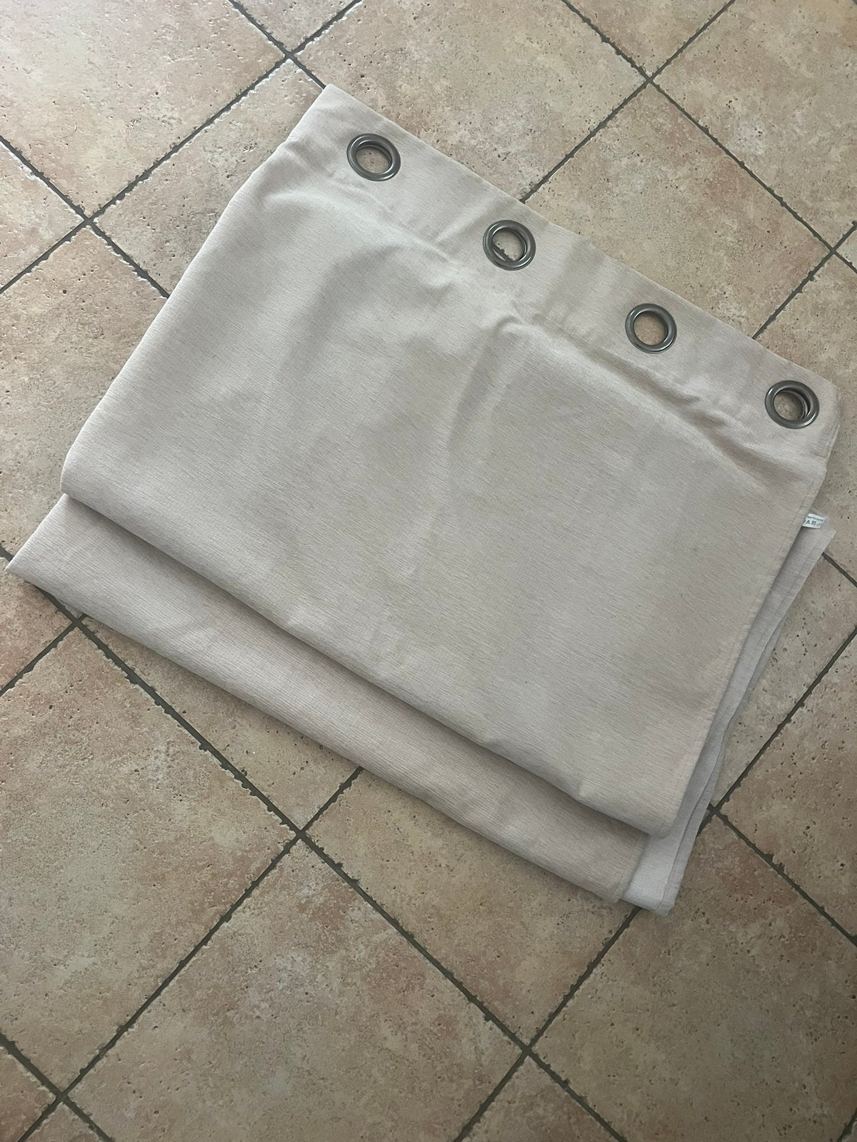 2 tentures beiges 2,25x1,40, Maison & Meubles, Enlèvement, Comme neuf, Beige