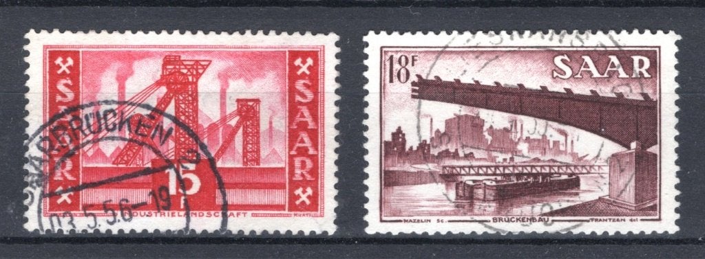 SAAR Yt. 337/338 gestempeld 1954-1955, Postzegels en Munten, Verzenden, Gestempeld