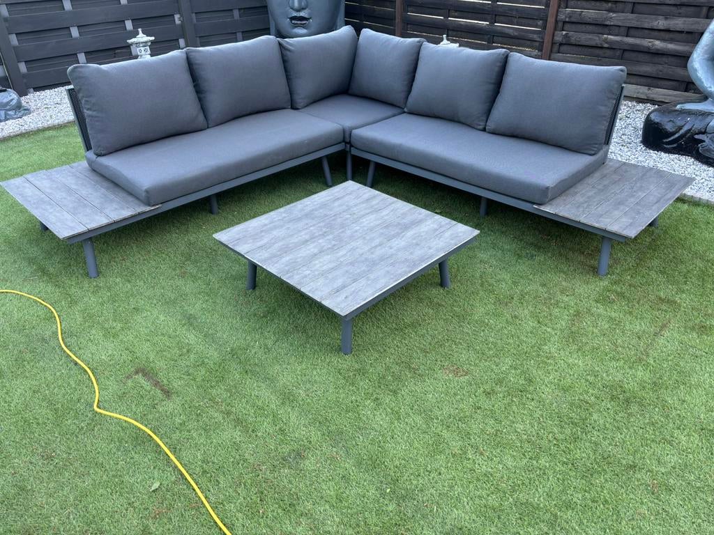 Loungeset aluminium met bijhorende kussens en tafel, Tuin en Terras, Tuinsets en Loungesets, Ophalen, Zo goed als nieuw, Aluminium
