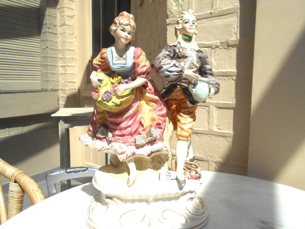 statuette figurine couple musiciens, Antiquités & Art, Enlèvement ou Envoi