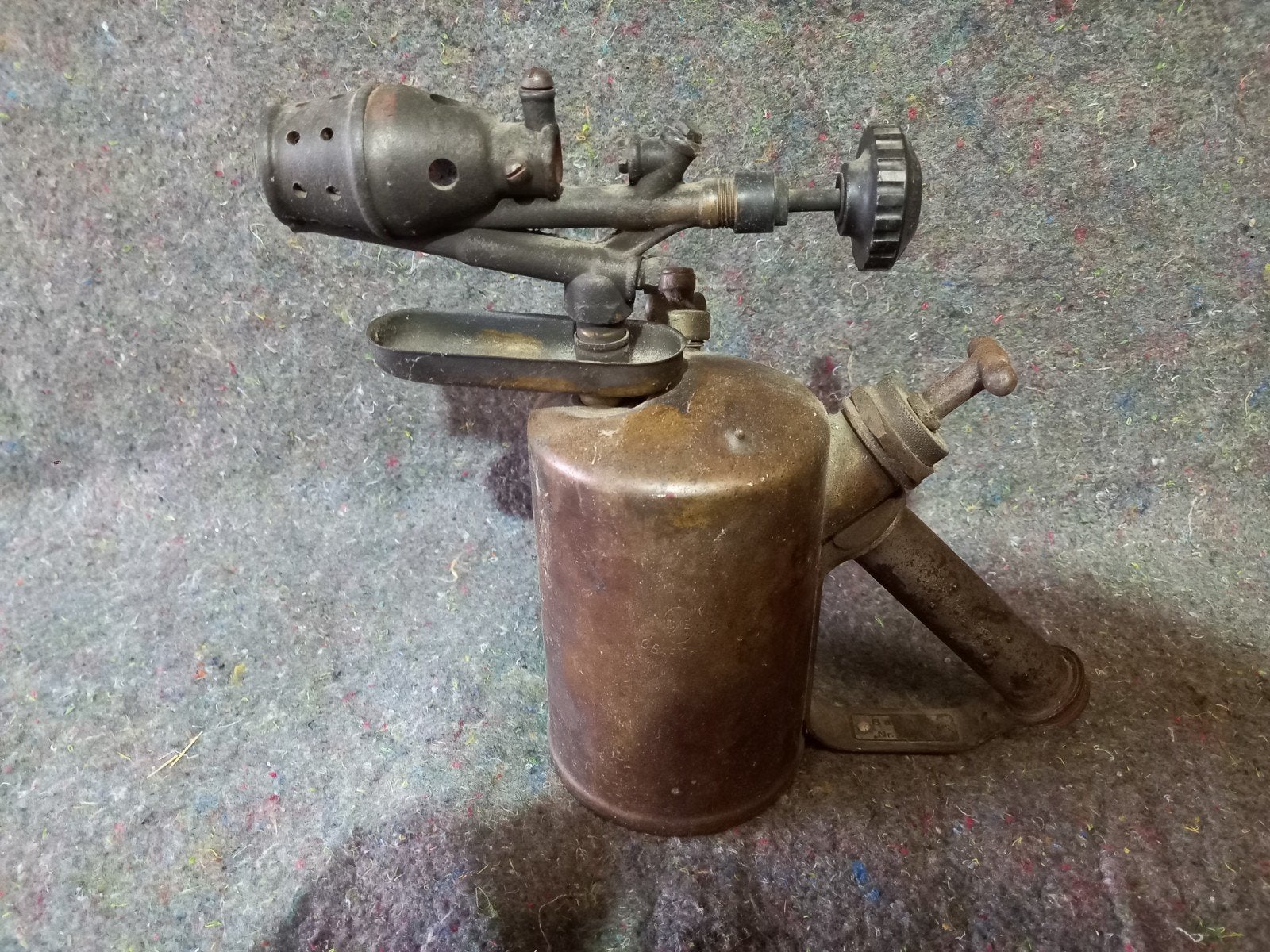 oude antieke koperen zaklamp, Ophalen of Verzenden
