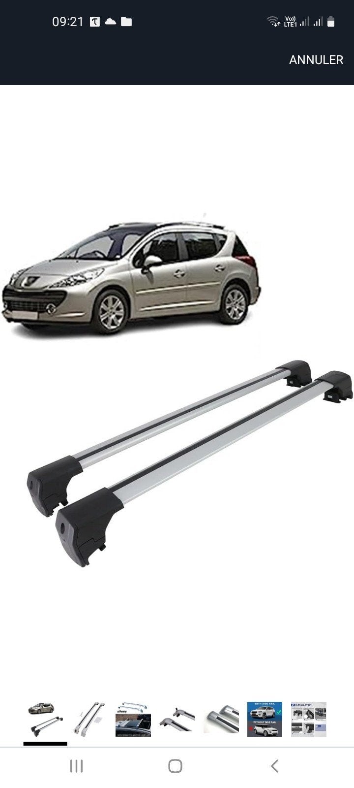 Barre de toit Peugeot 208 sw, Enlèvement