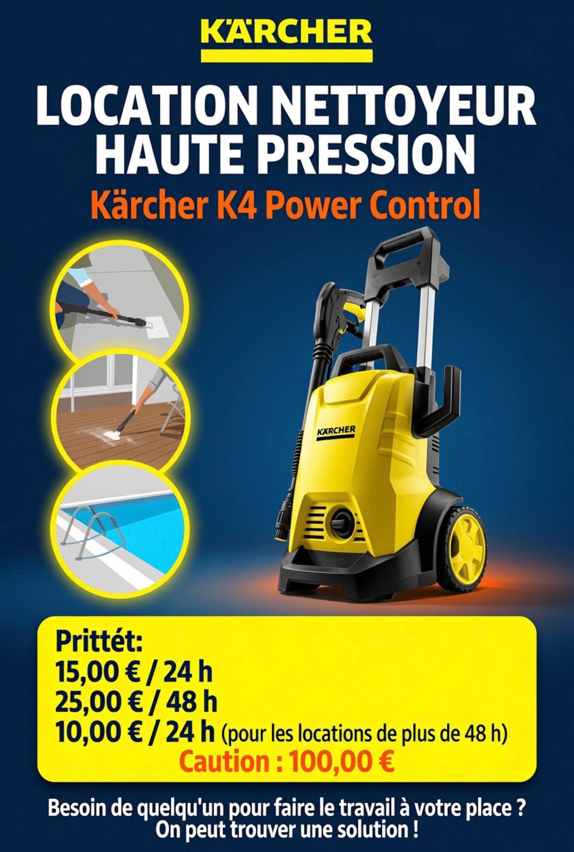 Nettoyeur haute pression a louer, Enlèvement
