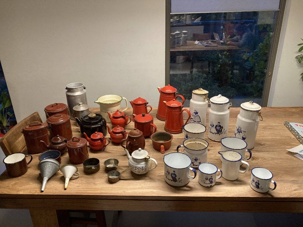 groot lot email kannen/potjes bieden, Antiek en Kunst, Ophalen of Verzenden