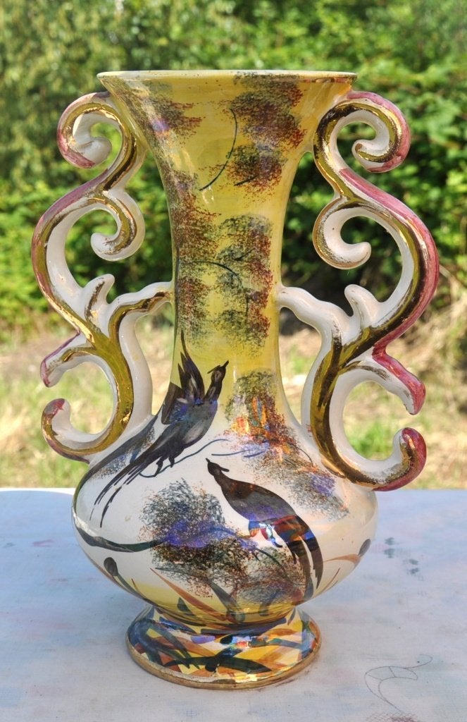 vase en faience decor oiseaux, Enlèvement ou Envoi