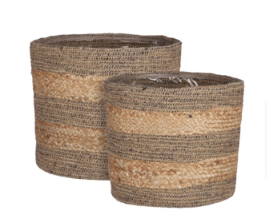 2 mandjes bloempot plantenbak maand NIEUW jute hoogwaardig, Enlèvement, Intérieur